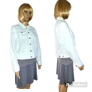 TALBOTS Classic Petite Jean Jacket, Lp, White, EUC